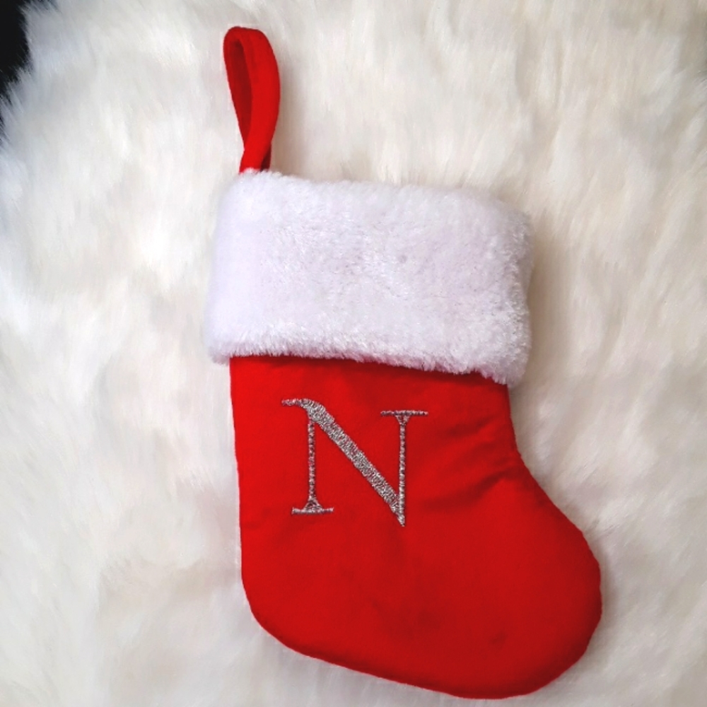 Letter "N" holiday stocking measures 9 inches long
